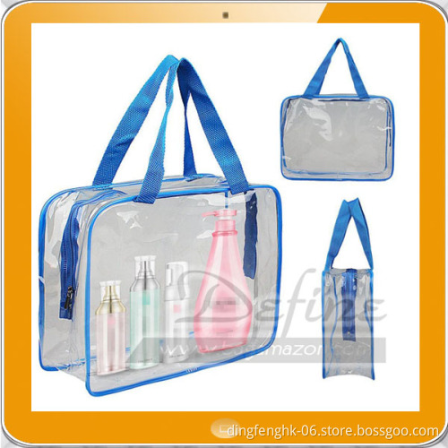 3 pcs PVC Clear Toiletry/Cosmetic/Storage Bag Set with Handle